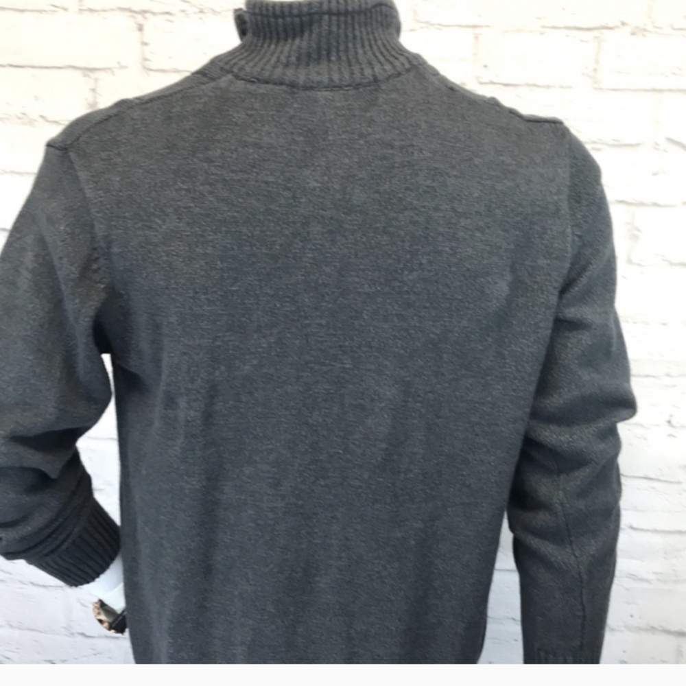 Oscar De La Renta Sweater Cable Knit Quarter Zip Sherpa Trim - Picture 3 of 4
